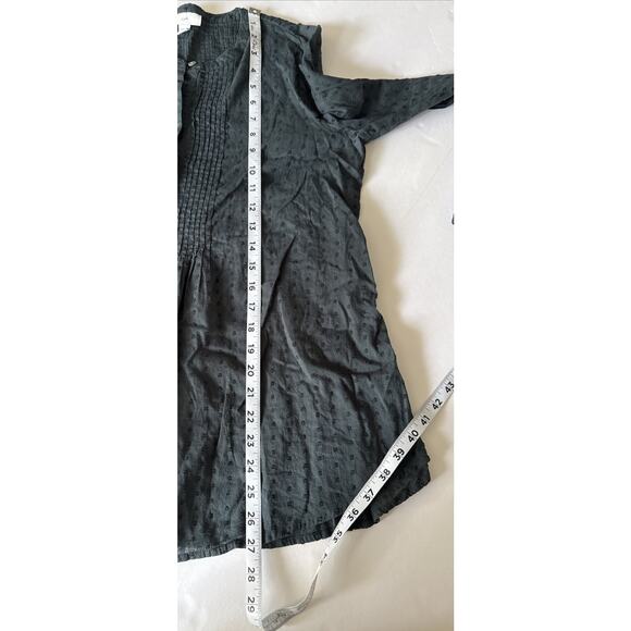 J. Jill Popover Sz Small Swiss Dot Forest Green Blouse Casual Office Fairy - Picture 4 of 10